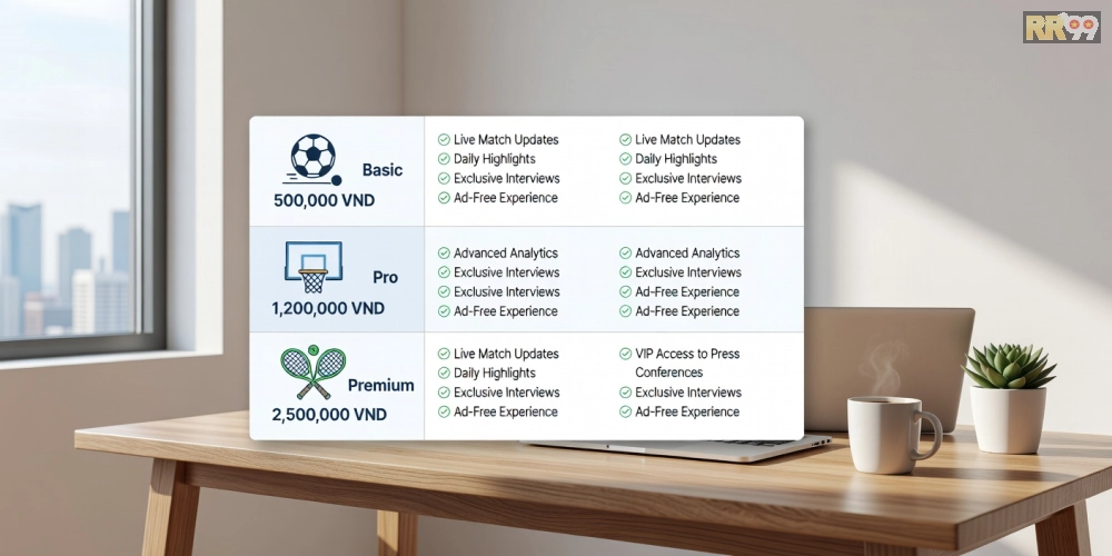Bảng giá dịch vụ tin thể thao rr99 cập nhật mới nhất năm 2025 với các gói linh hoạt