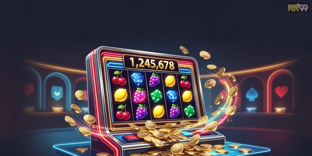 Minh họa khái niệm game nổ hũ rr99 với hình ảnh slot machine hiện đại