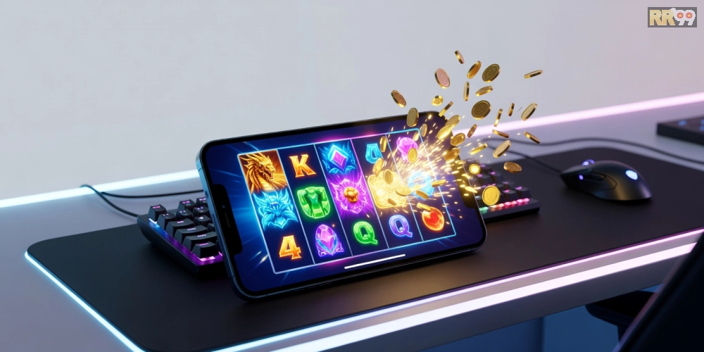 Hình minh họa khái niệm tải game nổ hũ RR99 với jackpot hấp dẫn